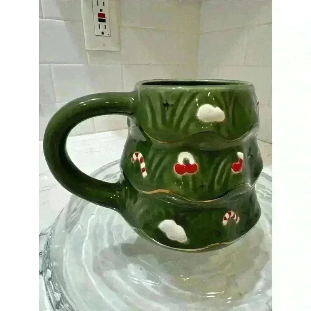 WILLIAMS-SONOMA - Rare Decorated CHRISTMAS TREE Shaped Mug - Heavy Quality